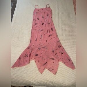 Marie Clare Fashion vintage pink handkerchief hem spaghetti strap dress. Sz 1.